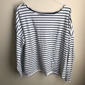 Old Navy | Navy and White Striped Boatneck T-Shirt